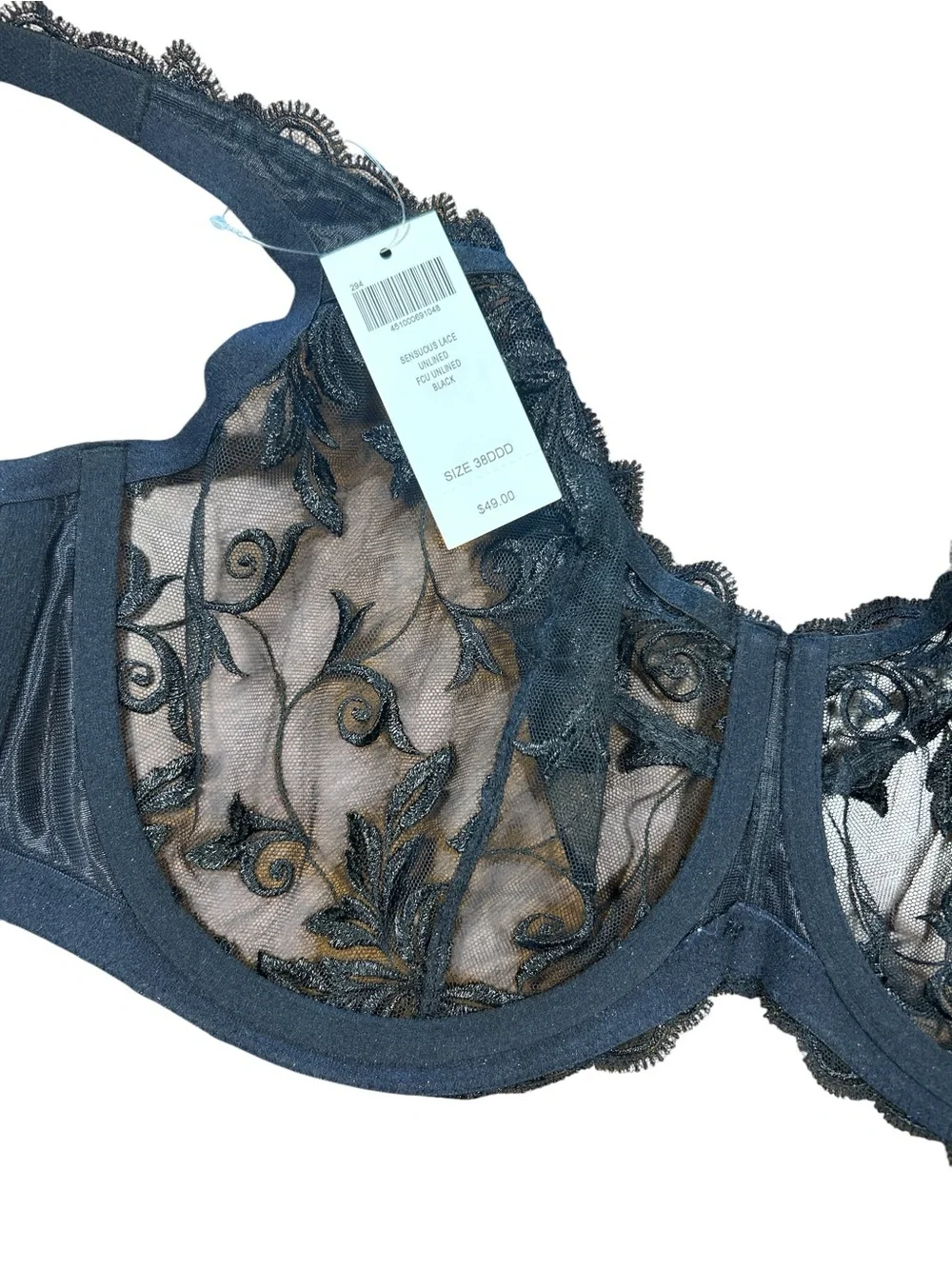 Soma Sensuous Lace Unlined Black Bra Size 38DDD NWT - Picture 4 of 4